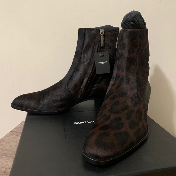 mens leopard print chelsea boots